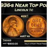 1936-s Lincoln Cent Near Top Pop 1c ms67 rd SEGS