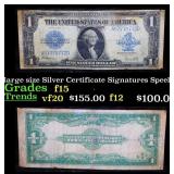 1923 $1 large size Silver Certificate Grades f+ Si