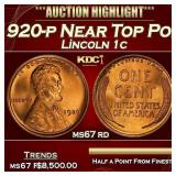 1920-p Lincoln Cent Near Top Pop! 1c ms67 rd SEGS