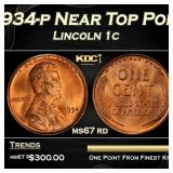 1934-p Lincoln Cent Near Top Pop 1c ms67 rd SEGS