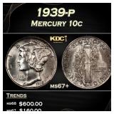 1939-p Mercury Dime 10c ms67+ SEGS
