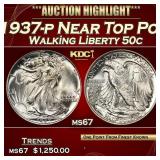 1937-p Walking Liberty Half Dollar Near Top Pop 50