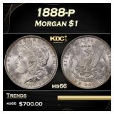1888-p Morgan Dollar $1 Grades ms66