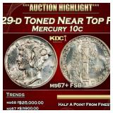 1929-d Mercury Dime Toned Near Top Pop 10c ms67+ F