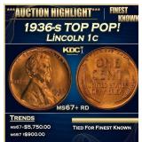 1936-s Lincoln Cent TOP POP! 1c ms67+ rd SEGS