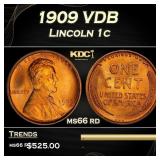 1909 VDB Lincoln Cent 1c Grades ms66 rd