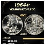 1964-p Washington Quarter 25c ms66+ SEGS