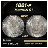 1881-p Morgan Dollar $1 Grades ms65