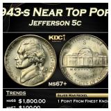 1943-s Jefferson Nickel Near Top Pop! 5c ms67+ SEG