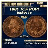 1881 Proof Indian Cent TOP POP! 1c pr67 rd SEGS