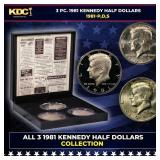 Complete 3 PC. 1981 Kennedy Half Dollar 50c set In