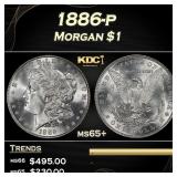 1886-p Morgan Dollar $1 Grades ms65+