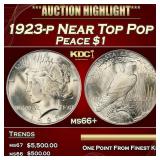 1923-p Peace Dollar Near Top Pop $1 ms66+ SEGS