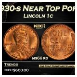 1930-s Lincoln Cent Near Top Pop! 1c Grades ms66 r
