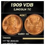 1909 VDB Lincoln Cent 1c ms66+ rd SEGS