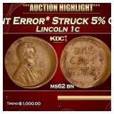 PCGS 1951-s *Mint Error* Struck 5% Off-Center Linc