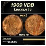 1909 VDB Lincoln Cent 1c Grades ms66 rd