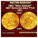 PCGS 1861 *Mint Error* 180ï¿½ Rotated Dies Gold Doll
