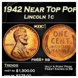 1942 Proof Lincoln Cent Near Top Pop 1c pr66+ rb S