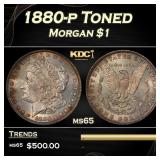 1880-p Morgan Dollar Toned $1 Grades ms65