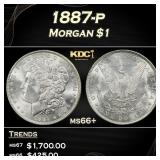 1887-p Morgan Dollar $1 ms66+ SEGS
