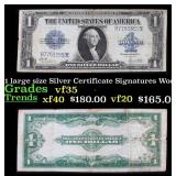 1923 $1 large size Silver Certificate Grades vf++