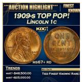 1909-s Lincoln Cent TOP POP! 1c ms67+ rd SEGS