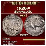 1926-p Buffalo Nickel 5c ms66+ SEGS