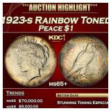 1923-s Peace Dollar Rainbow Toned $1 ms65+ SEGS