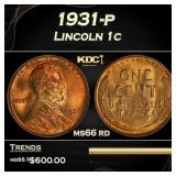 1931-p Lincoln Cent 1c Grades ms66 rd