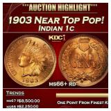1903 Indian Cent Near Top Pop! 1c ms66+ rd SEGS