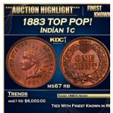 1883 Indian Cent TOP POP! 1c ms67 rb SEGS