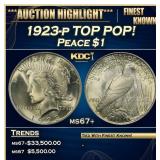 1923-p Peace Dollar TOP POP! $1 ms67+ SEGS