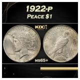 1922-p Peace Dollar $1 Grades ms65+