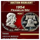 1954 Proof Franklin Half Dollar 50c pr67+ DCAM SEG
