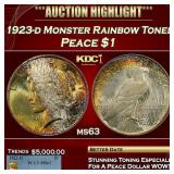 PCGS 1923-d Peace Dollar Monster Rainbow Toned $1