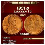 1931-d Lincoln Cent 1c ms66 rd SEGS