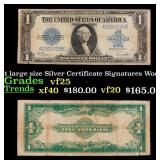 1923 $1 large size Silver Certificate Grades vf+ S