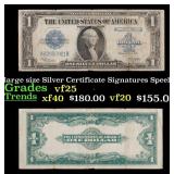 1923 $1 large size Silver Certificate Grades vf+ S