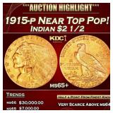 1915-p Gold Indian Quarter Eagle Near Top Pop! $2