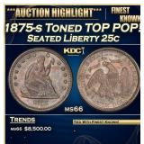 1875-s Seated Liberty Quarter Toned TOP POP! 25c m