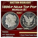 1896-p Morgan Dollar Near Top Pop $1 ms66+ DMPL SE