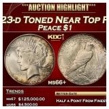 1923-d Peace Dollar Toned Near Top Pop $1 ms66+ SE