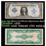 1923 $1 large size Silver Certificate Grades vf+ S