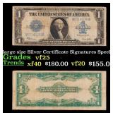 1923 $1 large size Silver Certificate Grades vf+ S