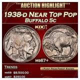 1938-d Buffalo Nickel Near Top Pop 5c ms67+ SEGS