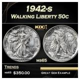 1942-s Walking Liberty Half Dollar 50c Grades ms65