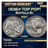 1936-p Buffalo Nickel TOP POP! 5c ms68+ SEGS