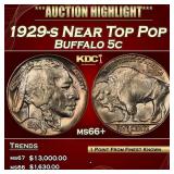 1929-s Buffalo Nickel Near Top Pop 5c ms66+ SEGS