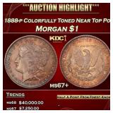 1888-p Morgan Dollar Colorfully Toned Near Top Pop